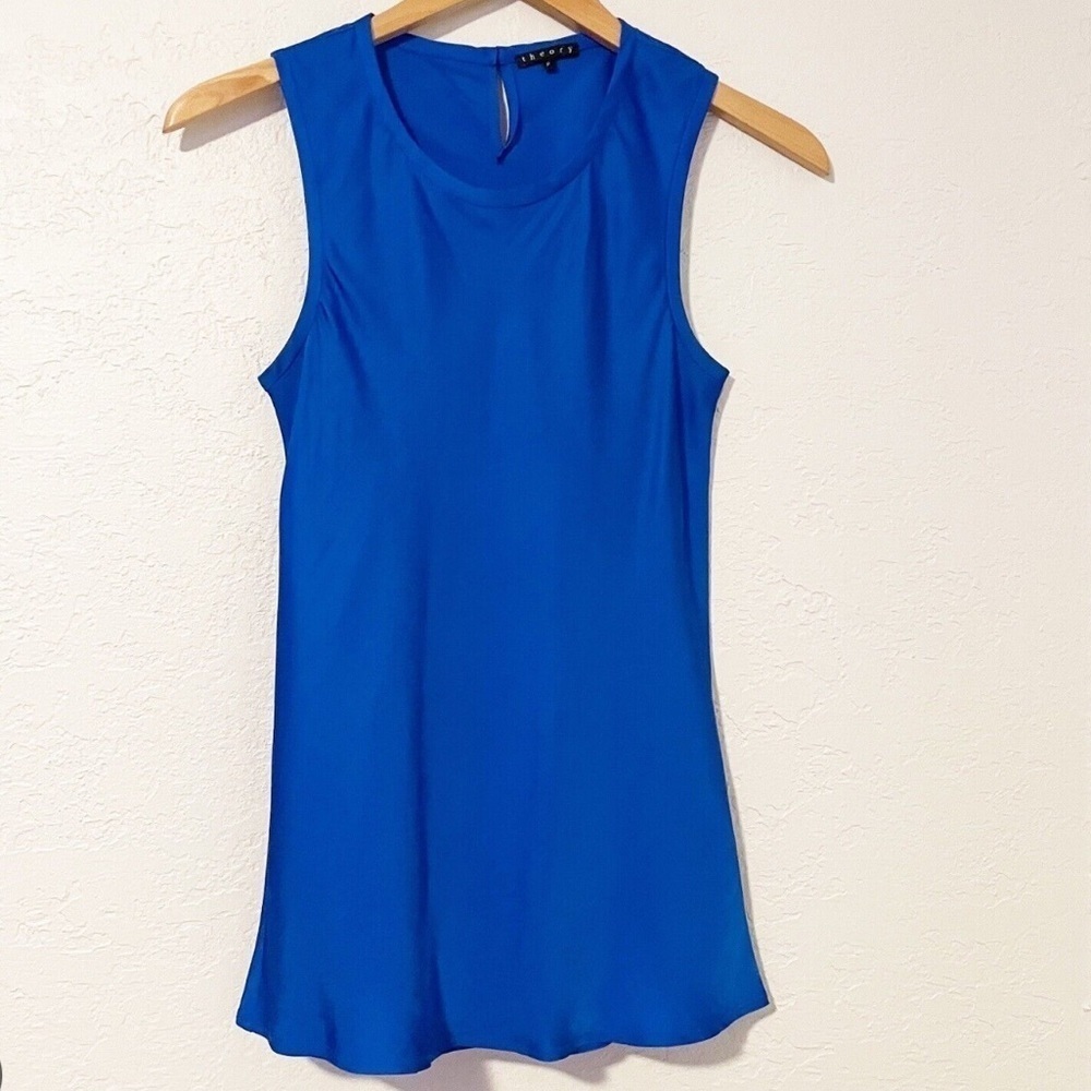 THEORY Shell Top In Royal Blue Flowing Sleeveless